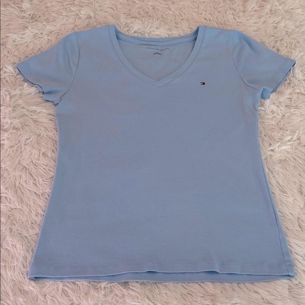 Tommy Hilfiger Light Blue V-Neck Tee